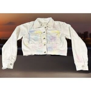 Ella Moss Cropped Tie Dye Denim Jacket Junior Women  XS